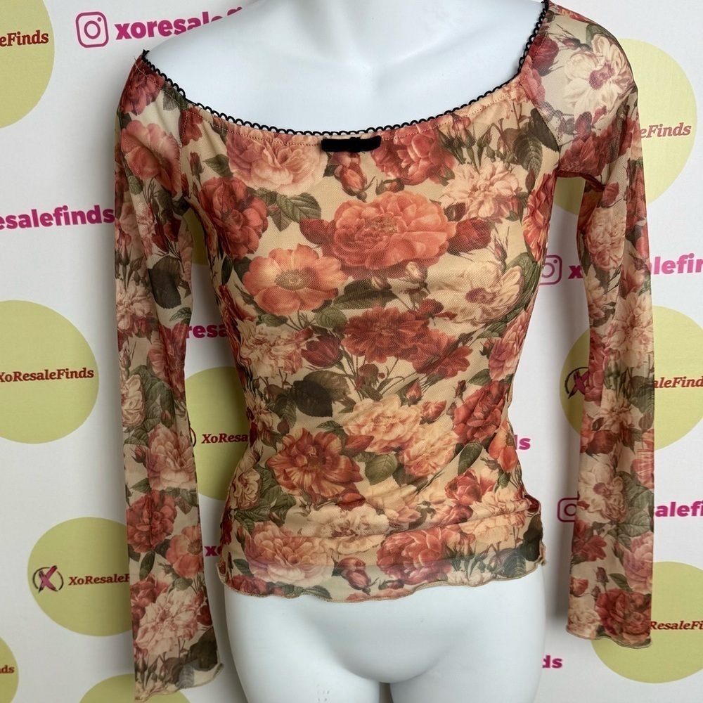 Cotton Candy LA Floral Sheer Long Sleeve Top - Multicolor